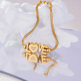 Titanium Steel Rhinestone Letter Bracelet – Gold Plated Personalised Jewellery for Women