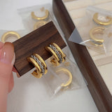 Colour-Block Knot Chain Earrings – Niche High-End Semi-Circular C-Shape for Women