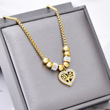 Heart Tree of Life Necklace – Gold Rhinestone Charm for Women