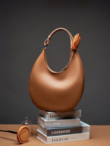 Genuine Leather Crescent Crossbody Bag – Niche Design Shoulder & Armpit Tote for Women