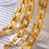 Titanium Steel Hollow Square Chain Bracelet – 18K Gold Plated Adjustable Jewellery