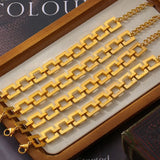 Titanium Steel Hollow Square Chain Bracelet – 18K Gold Plated Adjustable Jewellery