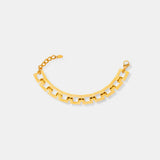 Titanium Steel Hollow Square Chain Bracelet – 18K Gold Plated Adjustable Jewellery