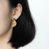 Lemon Crystal Fruit Stud Earrings – Playful Silver Jewellery for Women
