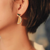 Lemon Crystal Fruit Stud Earrings – Playful Silver Jewellery for Women