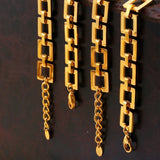 Titanium Steel Hollow Square Chain Bracelet – 18K Gold Plated Adjustable Jewellery