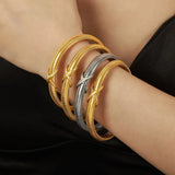 Titanium Steel Spring Shape Bracelet – Gold & Silver Plated Minimalist Cuff