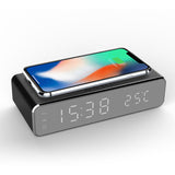 Smart LED Digital Alarm Clock with Wireless Charging – Temperature Display, Multi-Function Bedside Clock