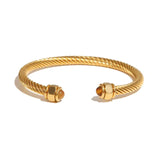 18K Gold Plated Natural Stone Twisted Bracelet – Tarnish-Proof Stainless Steel Women’s Jewellery