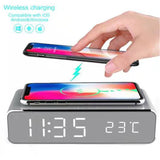 Smart LED Digital Alarm Clock with Wireless Charging – Temperature Display, Multi-Function Bedside Clock