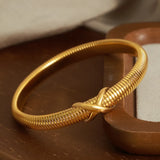 Titanium Steel Spring Shape Bracelet – Gold & Silver Plated Minimalist Cuff
