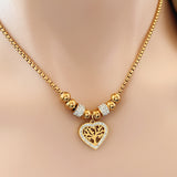 Heart Tree of Life Necklace – Gold Rhinestone Charm for Women