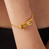 Titanium Steel Rhinestone Letter Bracelet – Gold Plated Personalised Jewellery for Women