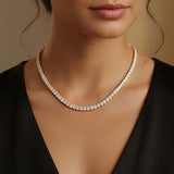 18K Gold Zirconia Tennis Necklace – Copper Plated Cuban Chain, Rhombus Design