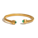 18K Gold Plated Natural Stone Twisted Bracelet – Tarnish-Proof Stainless Steel Women’s Jewellery