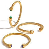 18K Gold Plated Natural Stone Twisted Bracelet – Tarnish-Proof Stainless Steel Women’s Jewellery