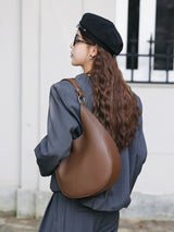 Genuine Leather Crescent Crossbody Bag – Niche Design Shoulder & Armpit Tote for Women