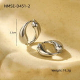 Creative O-shaped Stainless Steel Earrings with Gold Finish, Two Teardrop Loop Titanium Steel Hoop Earrings