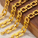 Titanium Steel Hollow Square Chain Bracelet – 18K Gold Plated Adjustable Jewellery