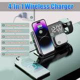 4-in-1 Wireless Charging Alarm Clock – 15W Fast Charge, LED Display & Temperature