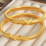 Titanium Steel Spring Shape Bracelet – Gold & Silver Plated Minimalist Cuff