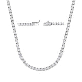 18K Gold Zirconia Tennis Necklace – Copper Plated Cuban Chain, Rhombus Design