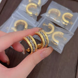 Colour-Block Knot Chain Earrings – Niche High-End Semi-Circular C-Shape for Women