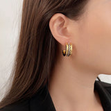 Colour-Block Knot Chain Earrings – Niche High-End Semi-Circular C-Shape for Women