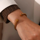 18K Gold Plated Natural Stone Twisted Bracelet – Tarnish-Proof Stainless Steel Women’s Jewellery