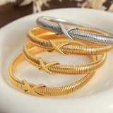 Titanium Steel Spring Shape Bracelet – Gold & Silver Plated Minimalist Cuff