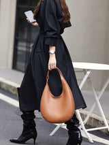Genuine Leather Crescent Crossbody Bag – Niche Design Shoulder & Armpit Tote for Women