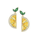 Lemon Crystal Fruit Stud Earrings – Playful Silver Jewellery for Women