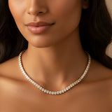 18K Gold Zirconia Tennis Necklace – Copper Plated Cuban Chain, Rhombus Design
