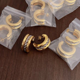 Colour-Block Knot Chain Earrings – Niche High-End Semi-Circular C-Shape for Women